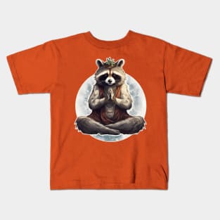 Yoga meditation racoon mandala Kids T-Shirt